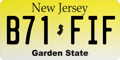 NJ license plate B71FIF