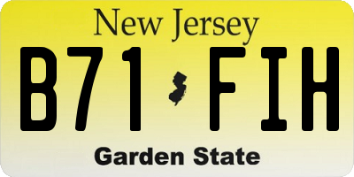 NJ license plate B71FIH