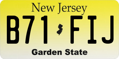 NJ license plate B71FIJ