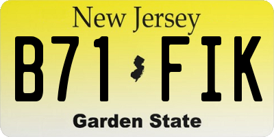 NJ license plate B71FIK