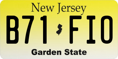 NJ license plate B71FIO