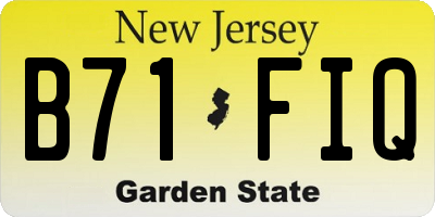 NJ license plate B71FIQ