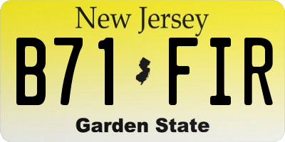 NJ license plate B71FIR