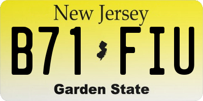 NJ license plate B71FIU