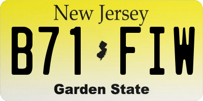 NJ license plate B71FIW