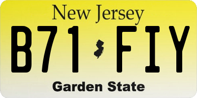 NJ license plate B71FIY