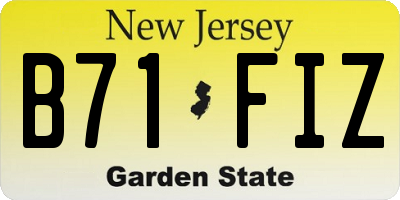 NJ license plate B71FIZ