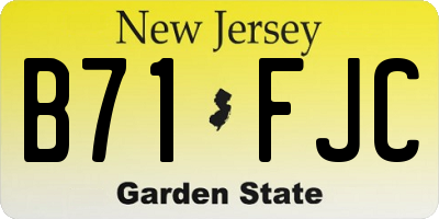 NJ license plate B71FJC