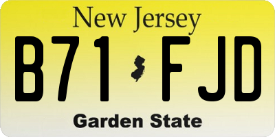 NJ license plate B71FJD