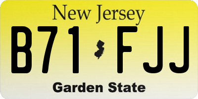 NJ license plate B71FJJ