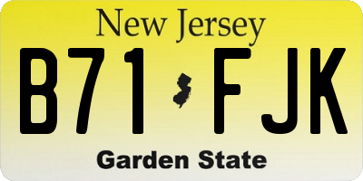NJ license plate B71FJK
