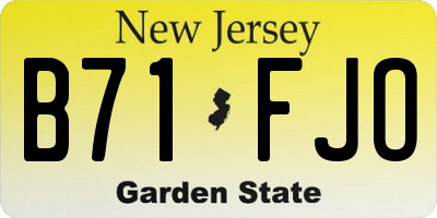NJ license plate B71FJO