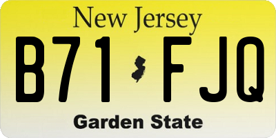 NJ license plate B71FJQ