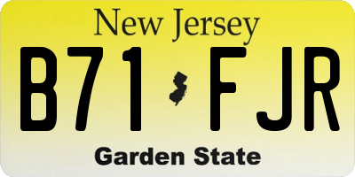 NJ license plate B71FJR