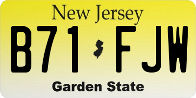 NJ license plate B71FJW