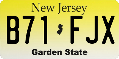 NJ license plate B71FJX