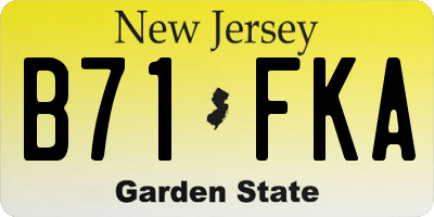 NJ license plate B71FKA