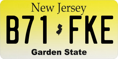 NJ license plate B71FKE