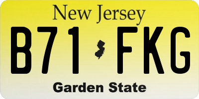 NJ license plate B71FKG