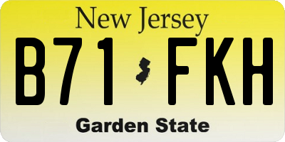 NJ license plate B71FKH