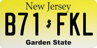 NJ license plate B71FKL