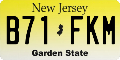 NJ license plate B71FKM