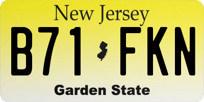NJ license plate B71FKN