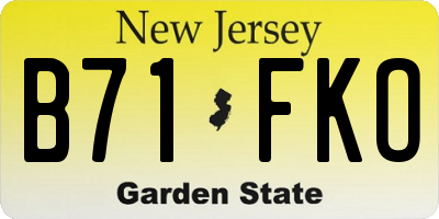 NJ license plate B71FKO