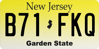NJ license plate B71FKQ