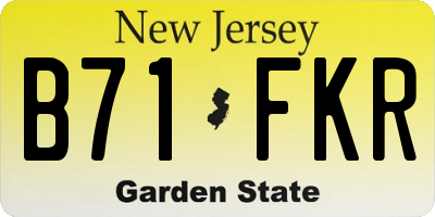 NJ license plate B71FKR