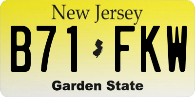NJ license plate B71FKW