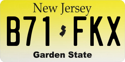 NJ license plate B71FKX