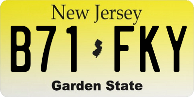NJ license plate B71FKY