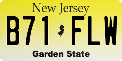 NJ license plate B71FLW