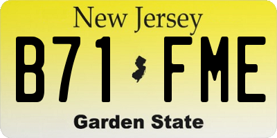 NJ license plate B71FME