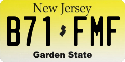 NJ license plate B71FMF