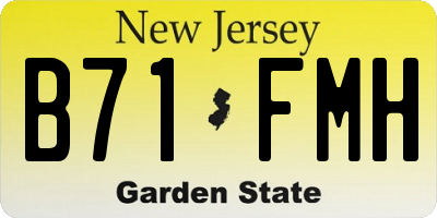 NJ license plate B71FMH