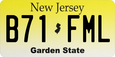 NJ license plate B71FML