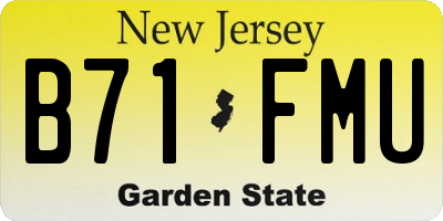 NJ license plate B71FMU