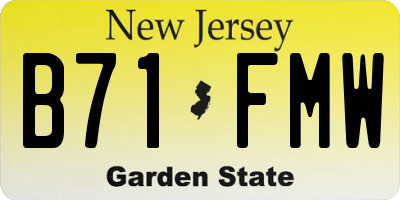 NJ license plate B71FMW