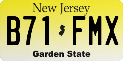 NJ license plate B71FMX