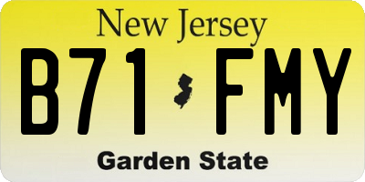 NJ license plate B71FMY