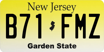 NJ license plate B71FMZ