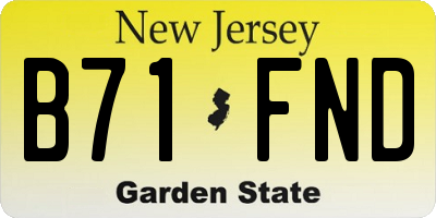 NJ license plate B71FND