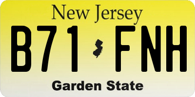 NJ license plate B71FNH