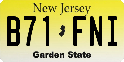 NJ license plate B71FNI