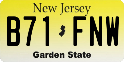 NJ license plate B71FNW
