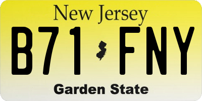 NJ license plate B71FNY