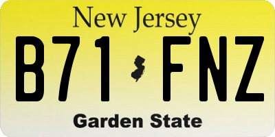 NJ license plate B71FNZ