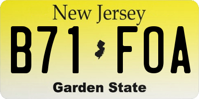 NJ license plate B71FOA